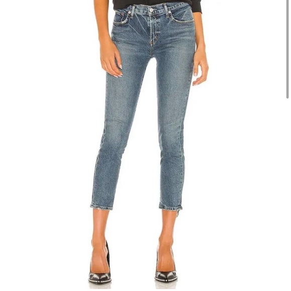 Agolde Toni Mid Rise Straight Distressed Jeans - Picture 1 of 9